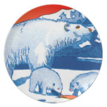 Polar Bears in Blue and Red Party Plate