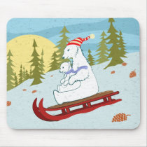 Polar bears on sled mousepads