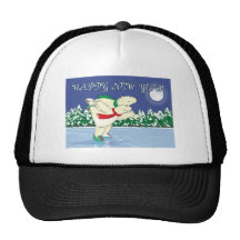 Polar Bears Skating Mesh Hats