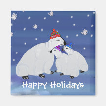 Polar Bears Winter Holiday Magnets