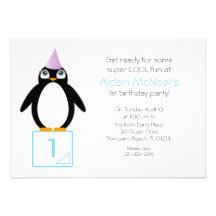 POLAR party PENGUIN custom BIRTHDAY invitation