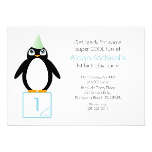 POLAR party PENGUIN custom BIRTHDAY invitation