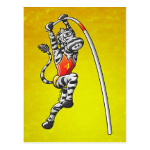 Pole Vault Zebra Post Card