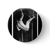Pole Vaulter - Muybridge Vintage Photo 1885 Button