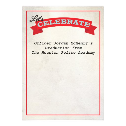 Police Academy Graduation Citation Invitation