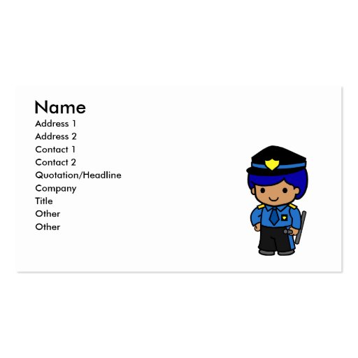Police Boy Business Card Templates (front side)