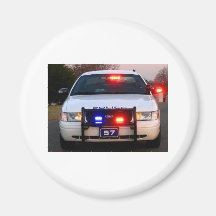 POLICE CAR - all lit up Refrigerator Magnet