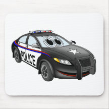 Police Car BW Cartoon Mousepad