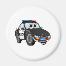 Police Car Cartoon 2 BWB Fridge Magnet