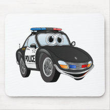 Police Car Cartoon 2 BWB Mousepad