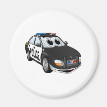 Police Car Cartoon BWB Fridge Magnet