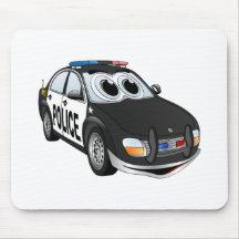 Police Car Cartoon BWB Mouse Pad