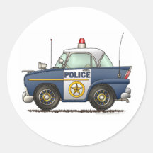 Police Car Law Enforcement Round Sticker