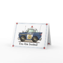 Police Car Police Crusier Cop Car Party Invitation Cards