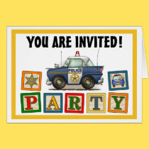 Police Car Police Crusier Cop Car Party Invitation cards