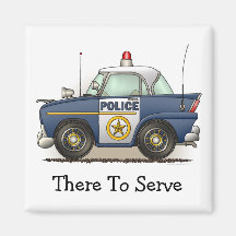 Police Car Police Crusier Cop Car Square Magnet