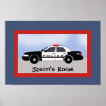 Police Car Rescue Vehicle Kids Room Print custom