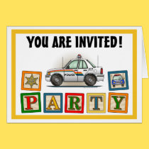 Police Cruiser Car Cop Car Party Invitation cards