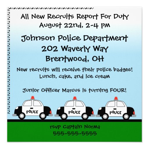 Police Customized Birthday Invitation