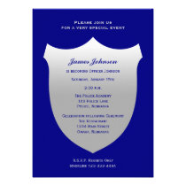Police Graduation Invitations Silver Badge on Navy invitations