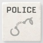 Police Handcuffs Stone Beverage Coaster