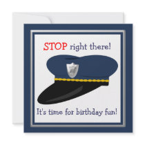 Police Hat Cop Theme Birthday Party Personalized Invites