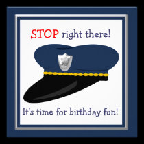 Police Hat Cop Theme Birthday Party invitations