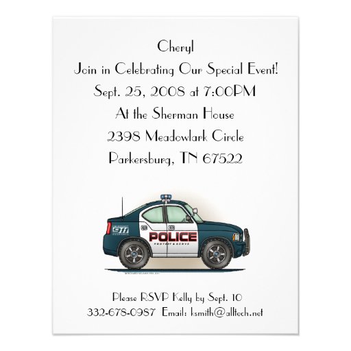 Police Interceptor Car Cop Car Invitations