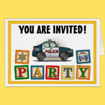 Police Interceptor Car Cop Car Party Invitation cards