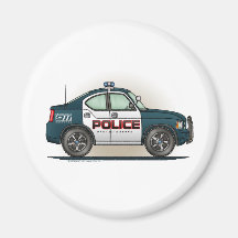 Police Interceptor Car Cop Car Round Magnet
