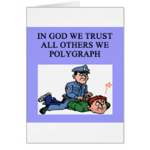 police lie detector jke greeting card