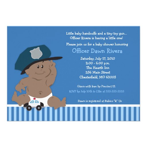 POLICE OFFICER Cop Baby Shower Invitation 5x7