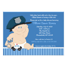 POLICE OFFICER Cop Baby Shower Invitation 5x7
