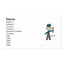 Police Officer Stick Figure Business Card Templates