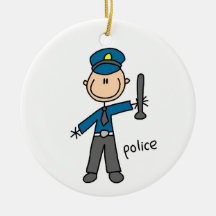 Police Officer Stick Figure Christmas Tree Ornaments