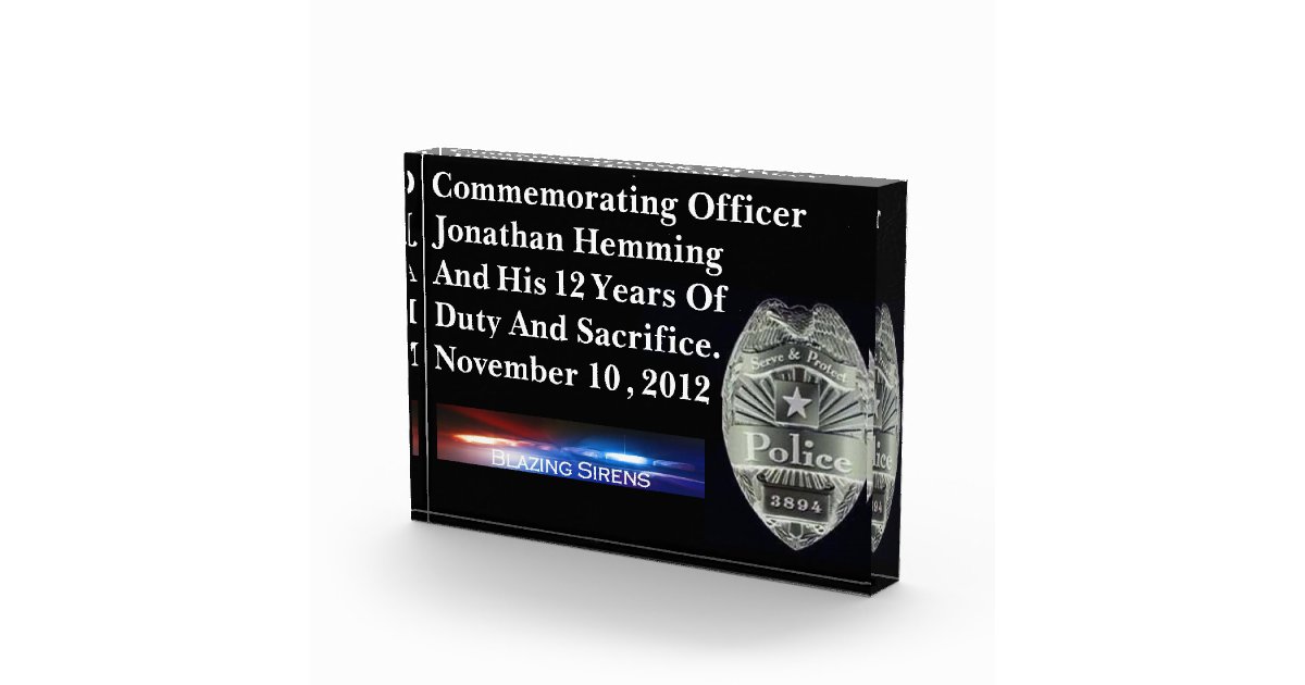 Police Officer's Customizable Acrylic Duty Award | Zazzle