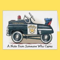 Police Pedal Car Cop Car Note Card cards
