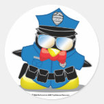 Police Penguin Round Stickers