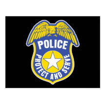 Police Protect and Serve Badge Post Cards
