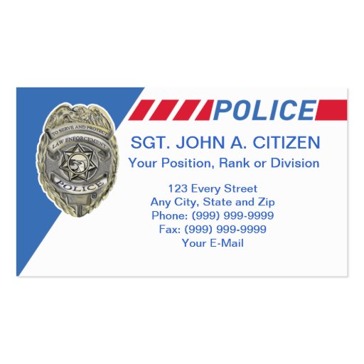police sheriff deputy law enforcement card business card template (front side)