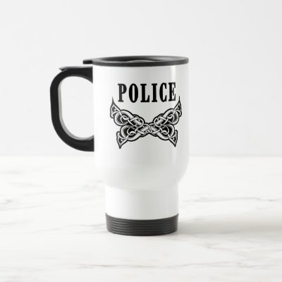Police officers tattoo graphic in a black and white celtic design for with 