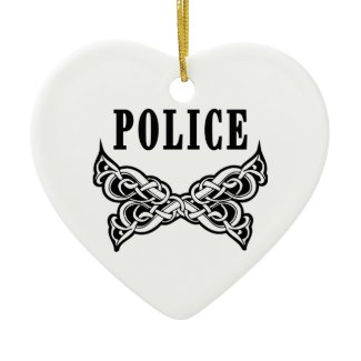 Police Tattoo Christmas Tree Ornaments
