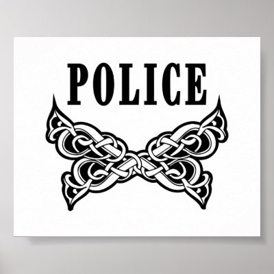 Police tattoos and graphic posters for law enforcement policemen and female 