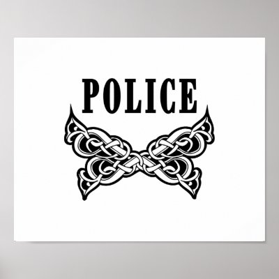 Police tattoos and graphic posters for law enforcement policemen and female 