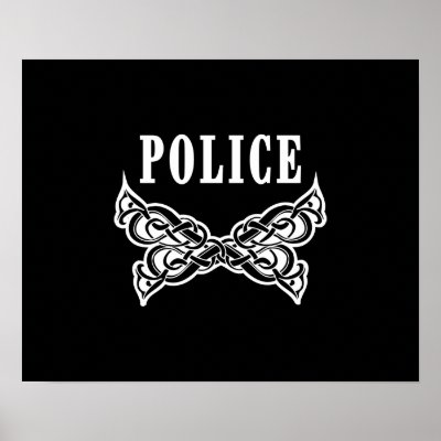 Police tattoos and graphic posters for law enforcement policemen and female 