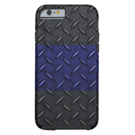 Police Thin Blue Line Diamond Plate Design iPhone 6 Case