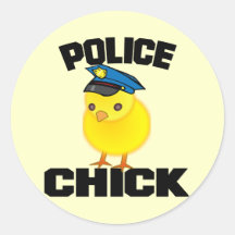 Police Woman Round Sticker