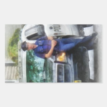 Policeman by Patrol Car Sticker