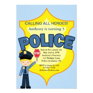 Policeman Rescue Heroes Birthday Invitation