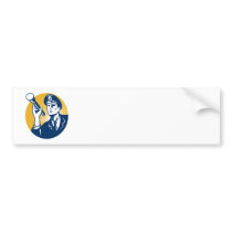 Policeman Security Guard With Flashlight Retro Bumper Stickers